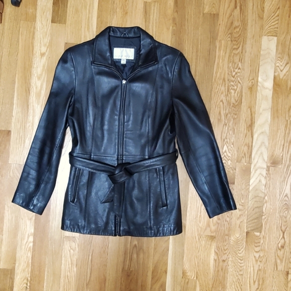 NINE WEST LEATHER THREE QUATER LENGTH LEATHEJACKET - Picture 6 of 7